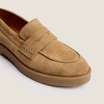 Mocassins &agrave; bouts ronds en cro&ucirc;te taupe | MIRNA | Jonak