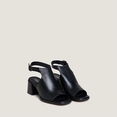Sandales &agrave; talons et bouts arri&egrave;res ouverts en cuir noir | BENITA | Jonak