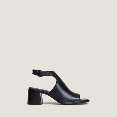 Sandales &agrave; talons et bouts arri&egrave;res ouverts en cuir noir | BENITA | Jonak