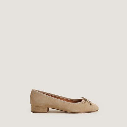 Ballerines &agrave; talons en velours camel et beige | DADOU | Jonak