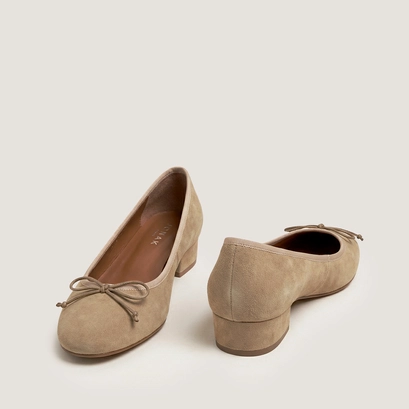 Ballerines &agrave; talons en velours camel et beige | DADOU | Jonak
