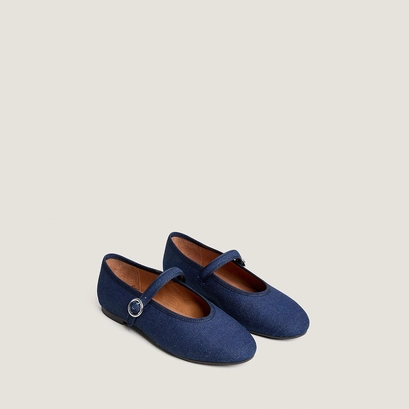 Ballerines &agrave; brides et boucles ajustables en jeans bleu fonc&eacute; | DEESSE | Jonak