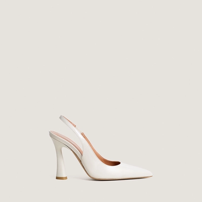 Escarpins slingbacks &agrave; bouts pointus en vernis &eacute;cru | DRESSY | Jonak