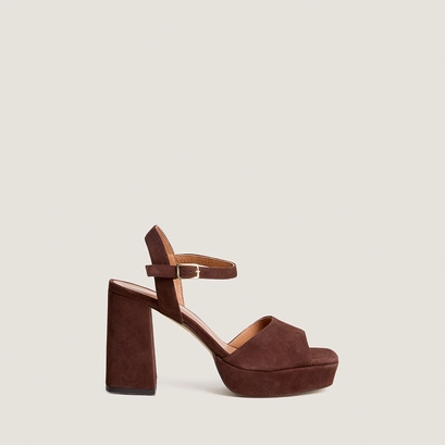 Sandales &agrave; talons hauts et bouts ouverts&hellip; en velours marron | VLADA | Jonak