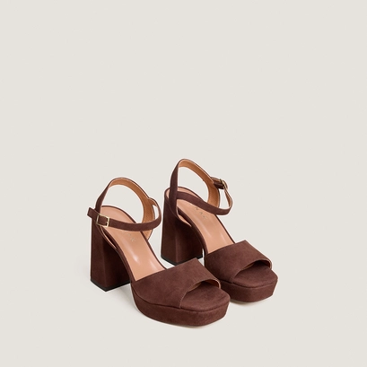 Sandales &agrave; talons hauts et bouts ouverts&hellip; en velours marron | VLADA | Jonak