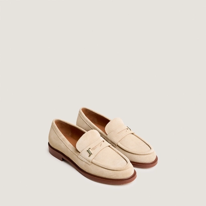 Mocassins &agrave; bouts ronds et monogrammes en cro&ucirc;te sable | DUEDI | Jonak
