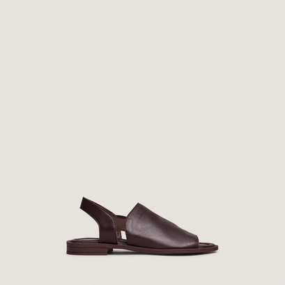 Sandales &agrave; &eacute;lastiques en cuir marron fonc&eacute; | JESS | Jonak