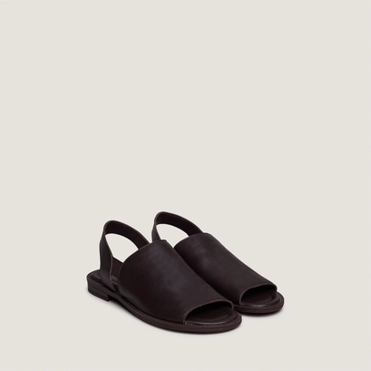Sandales &agrave; &eacute;lastiques en cuir marron fonc&eacute; | JESS | Jonak