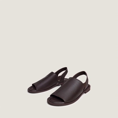 Sandales &agrave; &eacute;lastiques en cuir marron fonc&eacute; | JESS | Jonak