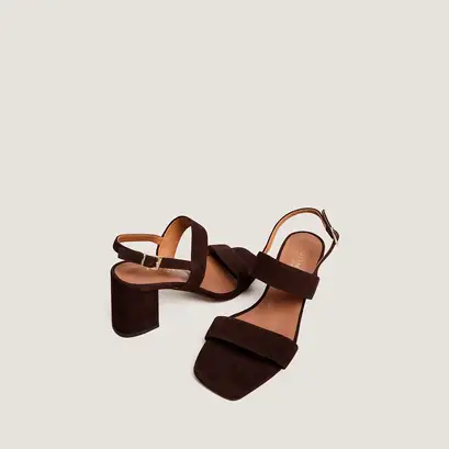 Sandales &agrave; talons hauts en velours marron | VICO | Jonak
