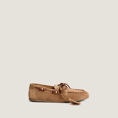 Mocassins souples &agrave; d&eacute;tails perl&eacute;s en cro&ucirc;te taupe | LEONIE | Jonak