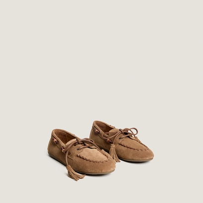 Mocassins souples &agrave; d&eacute;tails perl&eacute;s en cro&ucirc;te taupe | LEONIE | Jonak
