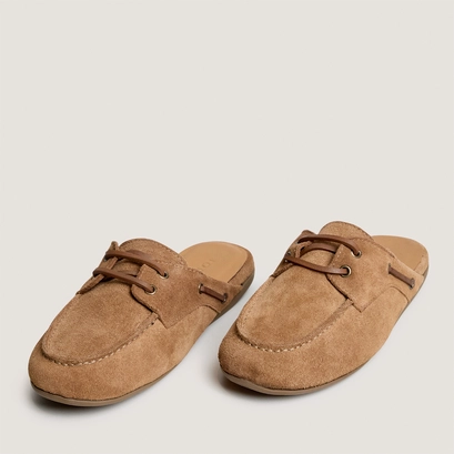 Mocassins souples &agrave; bouts arri&egrave;res ouverts en cro&ucirc;te taupe | LILOU | Jonak