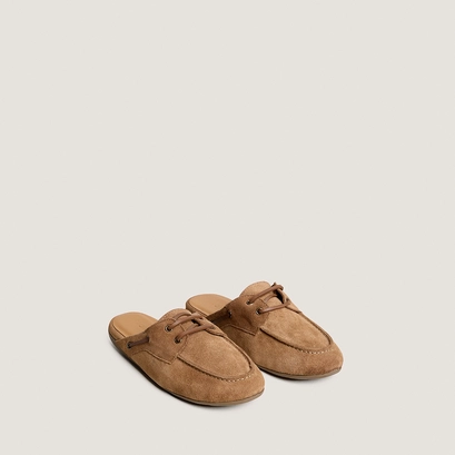 Mocassins souples &agrave; bouts arri&egrave;res ouverts en cro&ucirc;te taupe | LILOU | Jonak