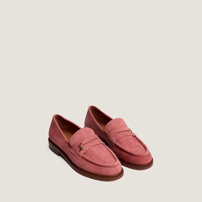 Mocassins à bouts ronds et monogrammes rose