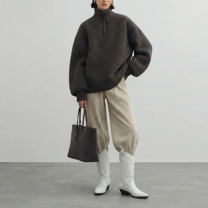 Bottes &agrave; bouts pointus et surpiqures apparentes en cuir vieilli blanc | DELEA | Jonak