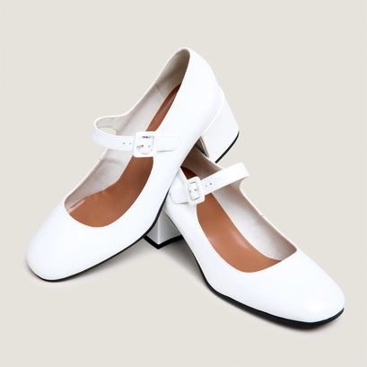 Babies &agrave; talons en vernis blanc | DITTUS | Jonak