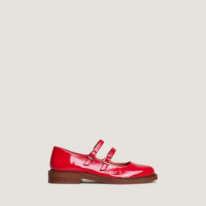 Ballerines à doubles brides rouge