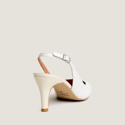 Escarpins slingbacks en cuir et vernis &eacute;crus | DESTELLE | Jonak