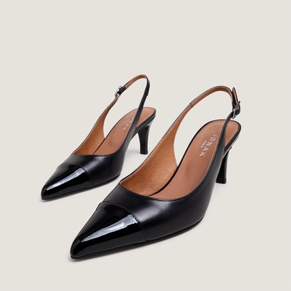 Escarpins slingbacks en cuir et vernis noirs | DESTELLE | Jonak