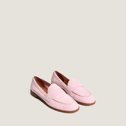 Mocassins &agrave; bouts ronds en velours rose p&eacute;tale | THELMA | Jonak