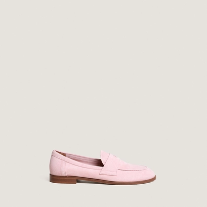 Mocassins &agrave; bouts ronds en velours rose p&eacute;tale | THELMA | Jonak