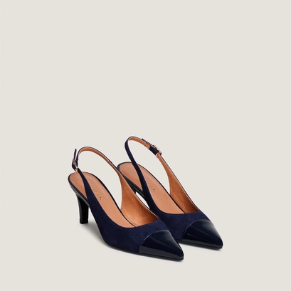 Escarpins slingbacks en vernis et velours marine | DESTELLE | Jonak