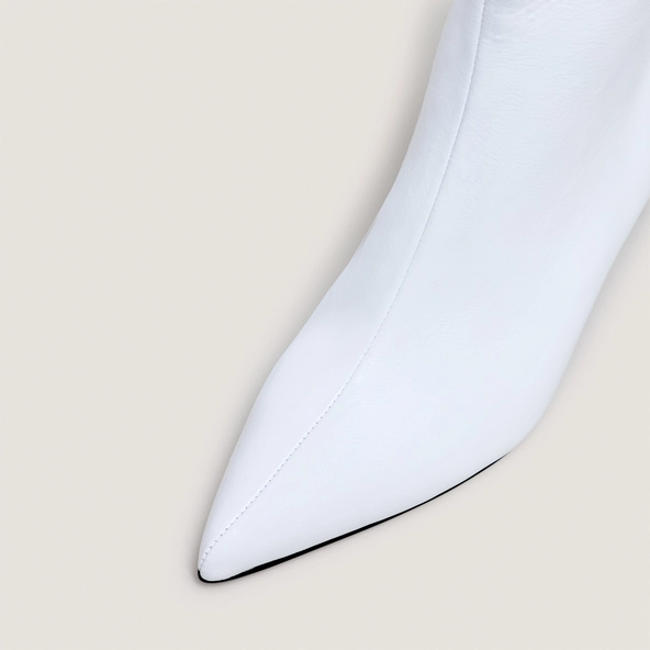 Bottines &agrave; talons fins en vernis pliss&eacute; blanc | DIEMINA | Jonak