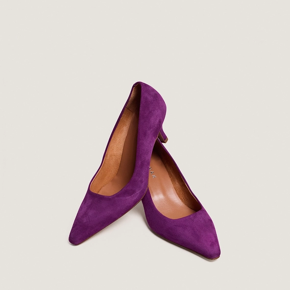 Escarpins &agrave; bouts pointus en velours violet | DEBRIEF | Jonak