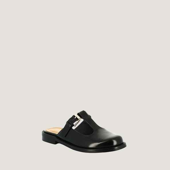 Mules à brides en cuir glacé noir | DARELLE | Jonak