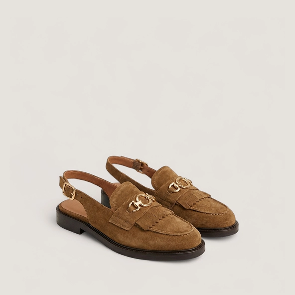 Mocassins à bouts arrières ouverts en croûte tabac | DELPHY | Jonak