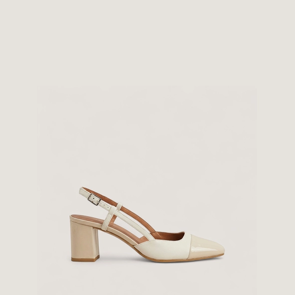 Slingbacks à talons en cuir et vernis écrus | DHAPOP | Jonak