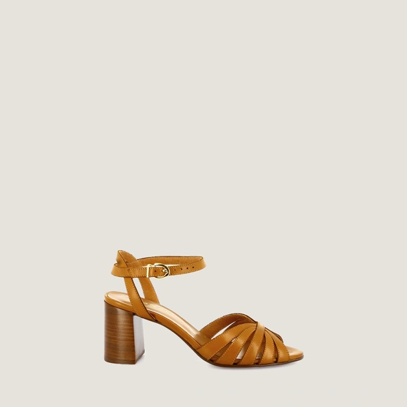 Sandales à brides et bouts ouverts en cuir camel | DEBACQ | Jonak