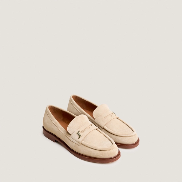 Mocassins à bouts ronds et monogrammes en croûte sable | DUEDI | Jonak