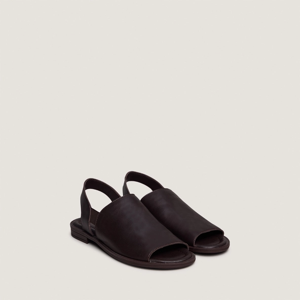 Sandales &agrave; &eacute;lastiques en cuir marron fonc&eacute; | JESS | Jonak