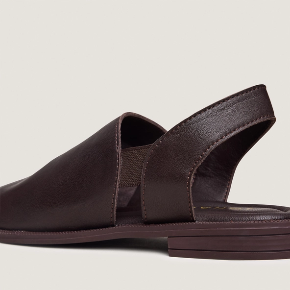 Sandales &agrave; &eacute;lastiques en cuir marron fonc&eacute; | JESS | Jonak