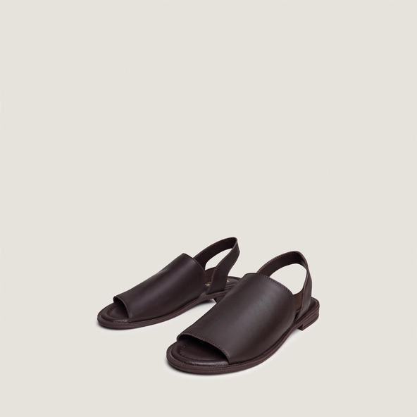 Sandales &agrave; &eacute;lastiques en cuir marron fonc&eacute; | JESS | Jonak
