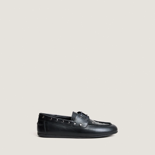 Mocassins à rivets et lacets en cuir noir | LENA | Jonak