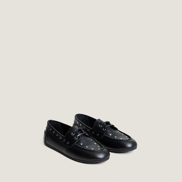 Mocassins à rivets et lacets en cuir noir | LENA | Jonak