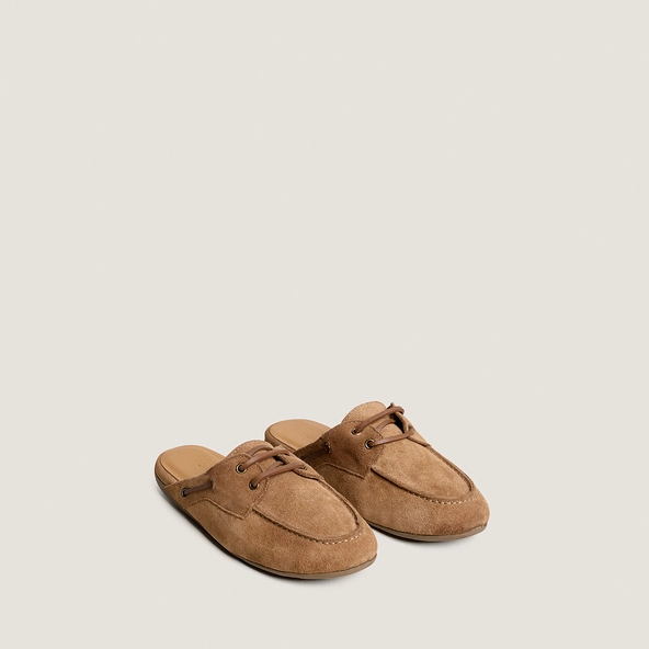 Mocassins souples &agrave; bouts arri&egrave;res ouverts en cro&ucirc;te taupe | LILOU | Jonak