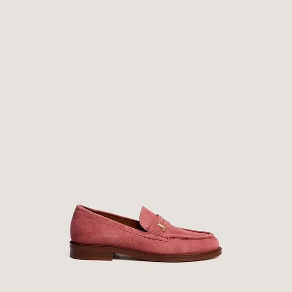 Mocassins à bouts ronds et monogrammes en velours vieux rose | DUEDI | Jonak