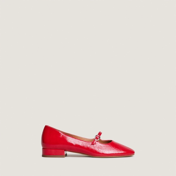 Ballerines à bouts carrés en vernis plissé rouge berry | DIV | Jonak
