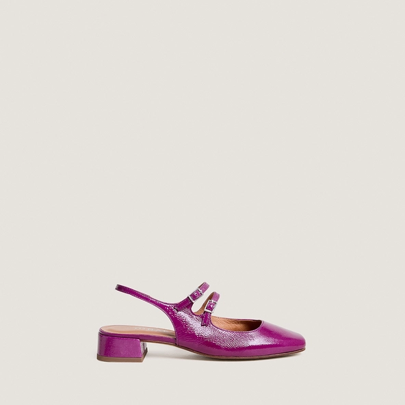 Babies à bouts arrondis en vernis plissé violet | DOBLE | Jonak
