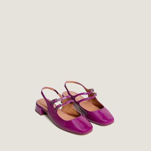 Babies à bouts arrondis en vernis plissé violet | DOBLE | Jonak