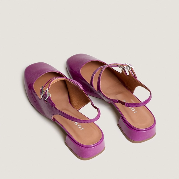 Babies à bouts arrondis en vernis plissé violet | DOBLE | Jonak