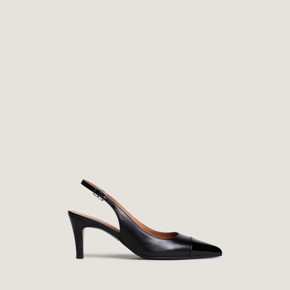 Escarpins slingbacks en cuir et vernis noirs | DESTELLE | Jonak