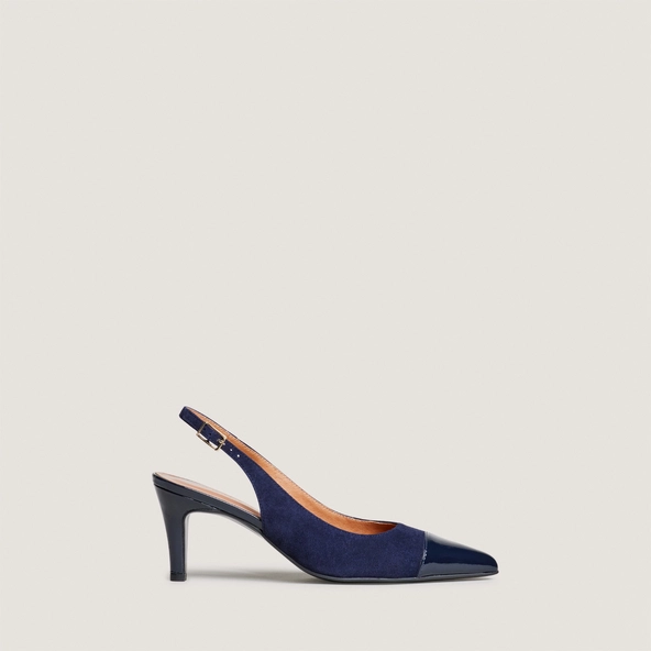 Escarpins slingbacks en vernis et velours marine | DESTELLE | Jonak