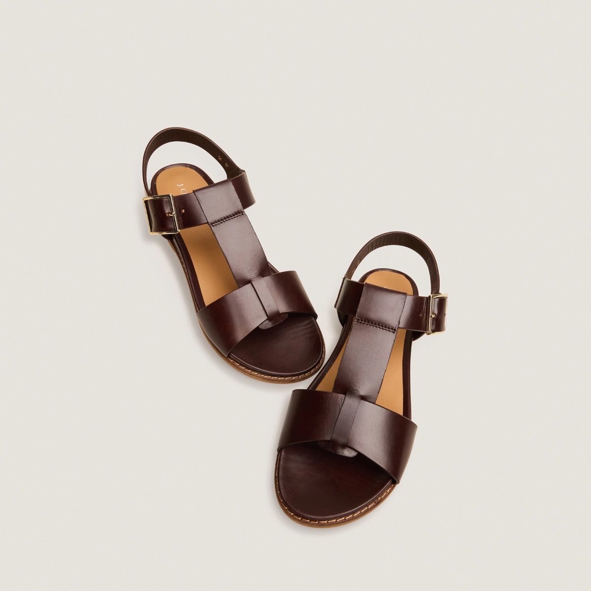 Sandales ajustables à grosses boucles en cuir brun rouge | ACCOCA | Jonak