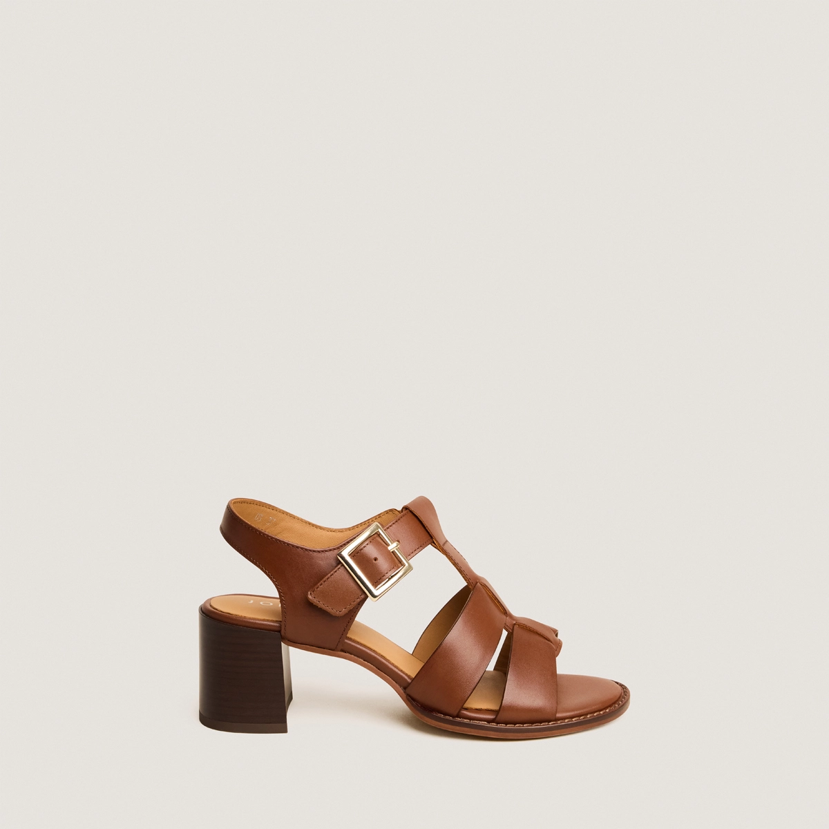 Sandales à talons carrés et boucles ajustables en cuir cognac | ALEXANDRIE | Jonak