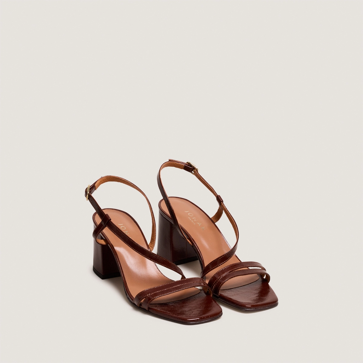 Sandales à talons et brides en cuir brillant marron | VIMY | Jonak